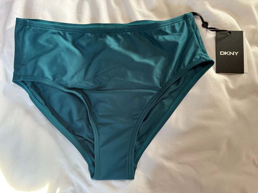 NWT DKNY High-Waisted Bikini Swim Bottom Teal Size S